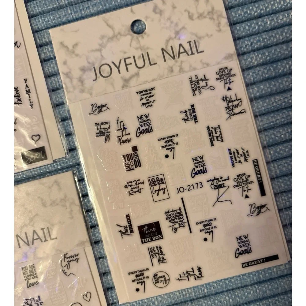 NEW Joyful Nail 5 Sheets of Black‎ & White Design Nail Art Decals